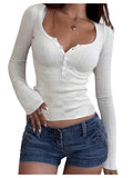 Long  Sleeve Shirts for Women Basic Casual Pullover Slim Sweater Fitted Y2K Going Out Ribbed Knit Crop Top Sweater Pure White Small