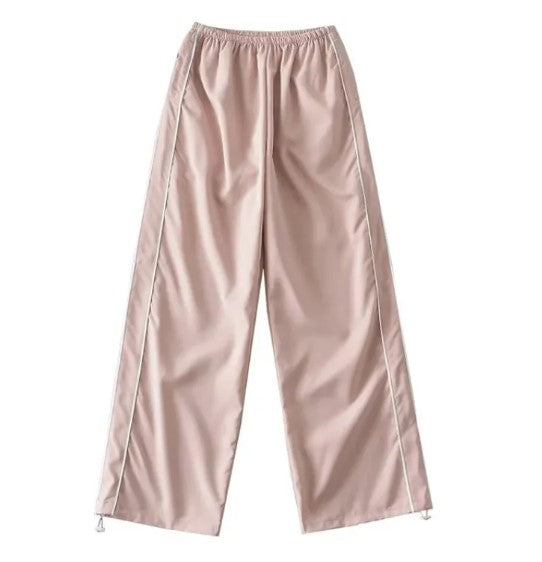 Retro Side-Stripe Wide Leg Track Pants