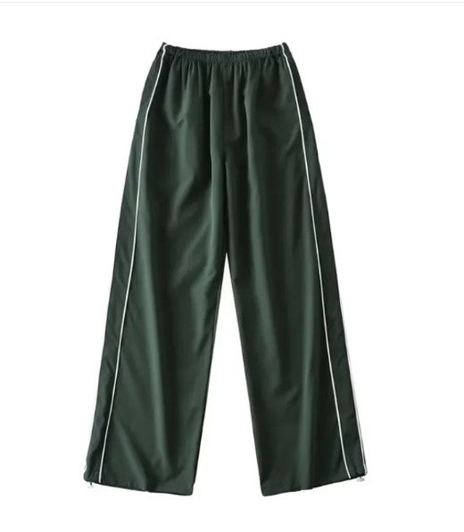 Retro Side-Stripe Wide Leg Track Pants