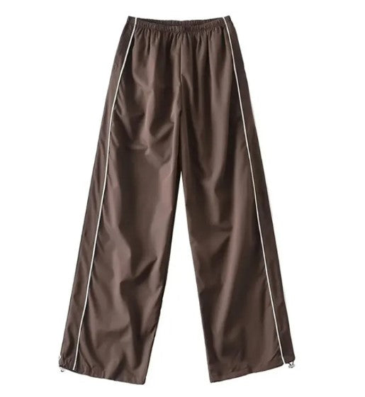 Retro Side-Stripe Wide Leg Track Pants