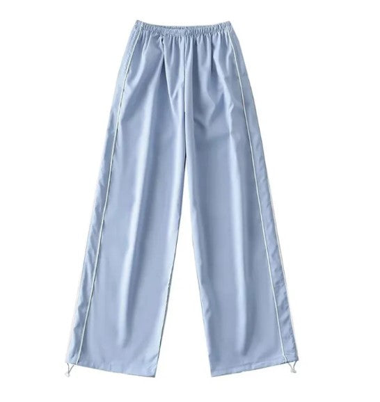 Retro Side-Stripe Wide Leg Track Pants