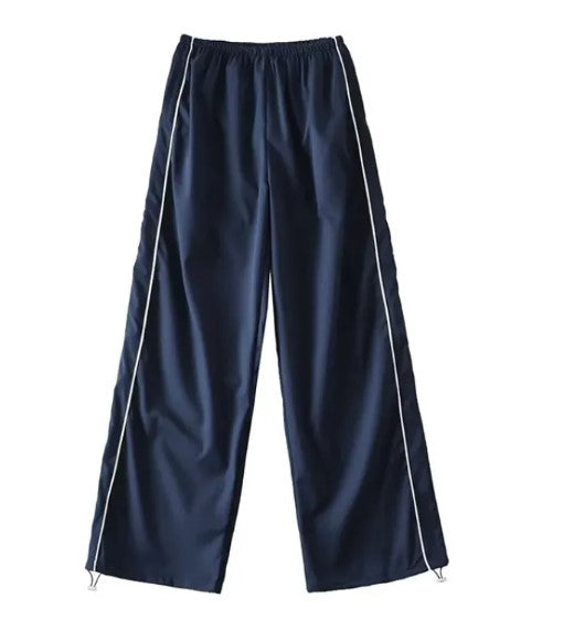 Retro Side-Stripe Wide Leg Track Pants