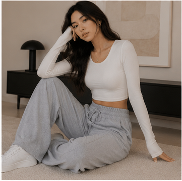 Womens Wide Leg Sweatpants Trendy High Waist Lounge Joggers Loose Fit Elastic Drawstring Casual Pants with Pockets Grey
