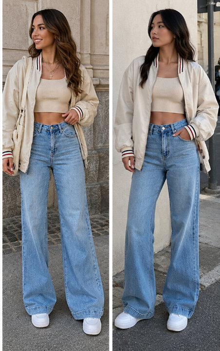 Vintage Wash High-Rise Wide Leg Jeans